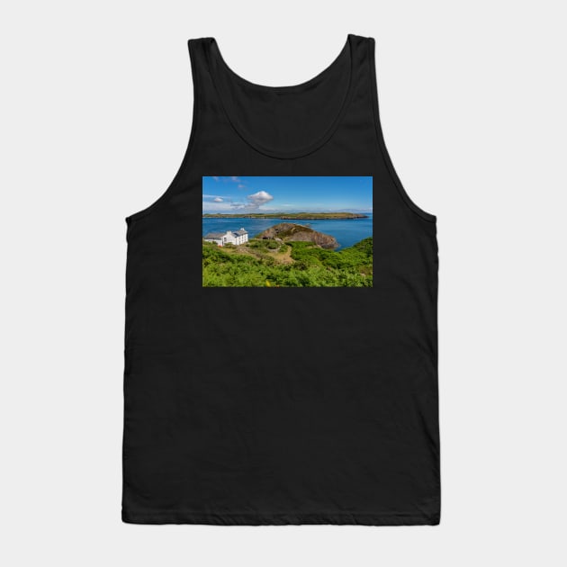 A view towards the white farmhouse on RSPB Ramsey Island, Pembrokeshire Tank Top by yackers1